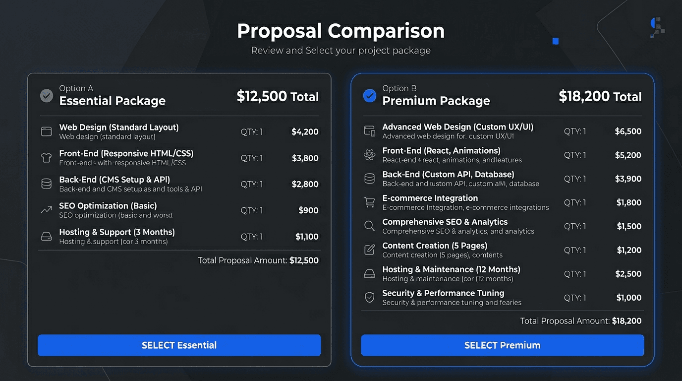 A/B proposal comparison